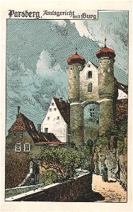 AK - Parsberg Amtsgericht mit Burg - Künstlerkarte - Eugen Felle
