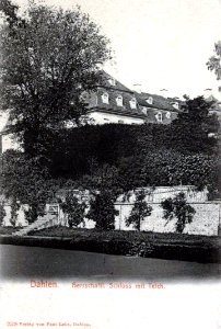 AK Dahlen Schloss mit Teich - aus zeno.org - gemeinfrei