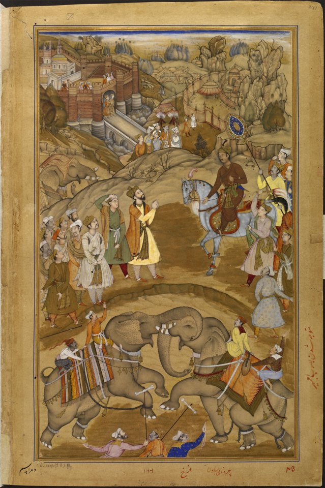 Akbar Being Received by Khan Kilan, the Governor of Nagaur, in 1570, Akbarnama