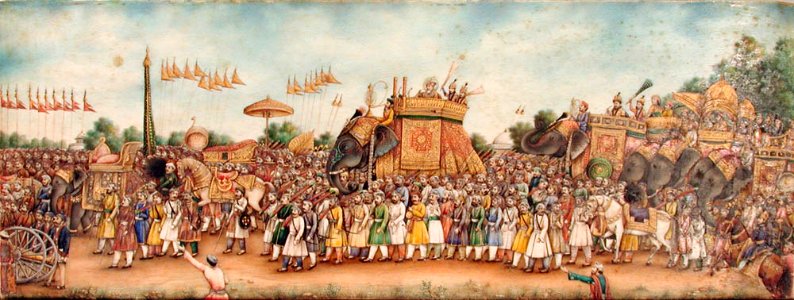 Akbar Shah II rides an elephant in a huge procession 1835 San Diego Museum of Art