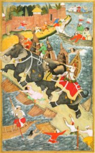 Akbar domptant l'éléphant Hawai