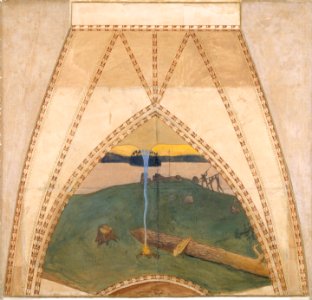 Akseli Gallen-Kallela - Heathendom and Christendom, Sketch for the cupola frescos of the Finnish Pavilion in Paris - A I 654 C - Finnish National Gallery