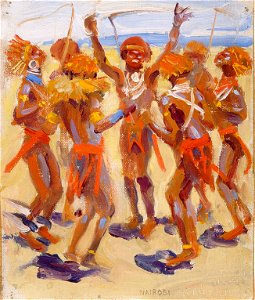 Akseli Gallen-Kallela - Dancing Kikuyu Warriors - A III 2171 - Finnish National Gallery