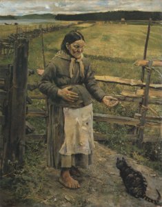 Akseli Gallen-Kallela - Old Woman and a Cat