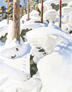 Akseli Gallen-Kallela - The Lair of the Lynx (vertical footprints, far)