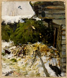 Akseli Gallen-Kallela - Spruces in a Farmyard - A II 1248 - Finnish National Gallery