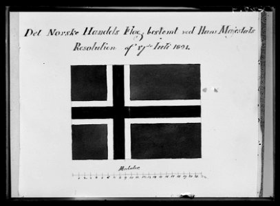 Akvarell norsk handelsflagga - Livrustkammaren - 78445