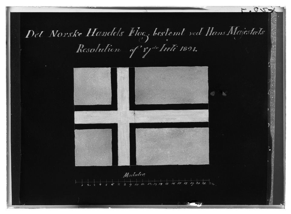 Akvarell norsk handelsflagga - Livrustkammaren - 78445-negative