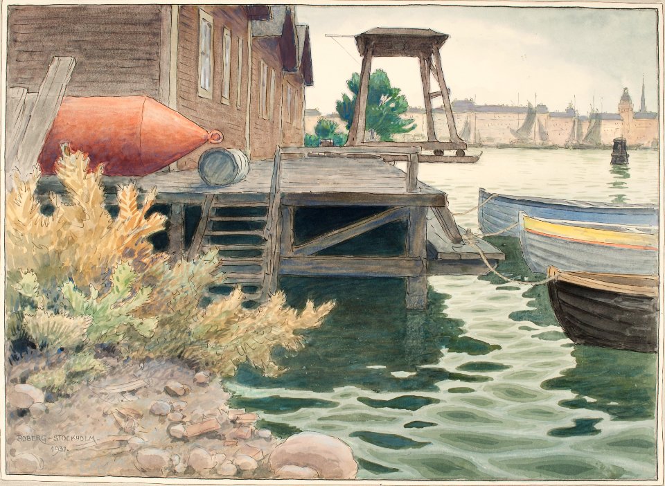 Akvarell-Galärvarvet - Sjöhistoriska museet - OB 601
