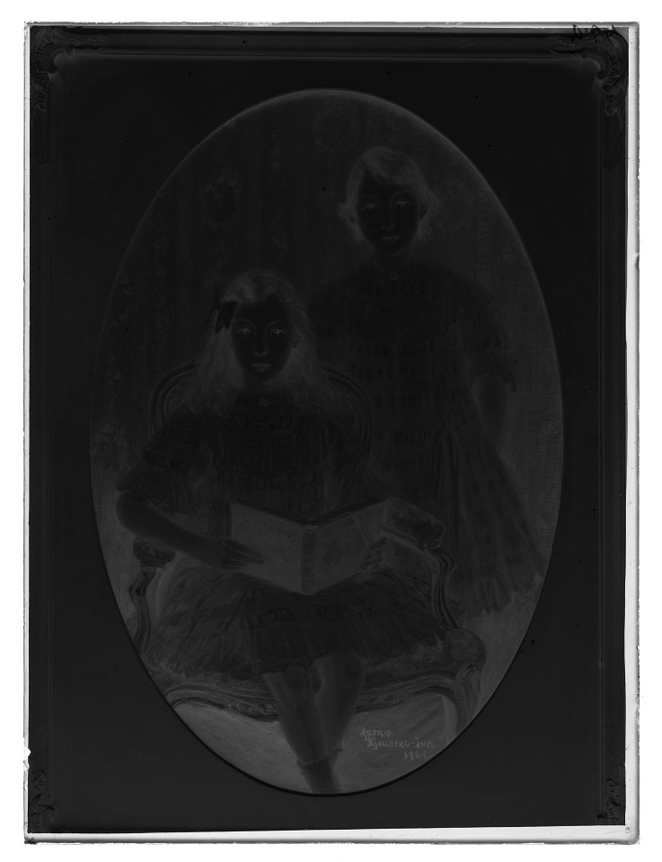 Akvarell av prinsessan Margaretha och prinsessan Märtha - Livrustkammaren - 34334-negative