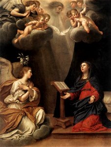 The Annunciation, by Francesco Albani. Free illustration for personal and commercial use.