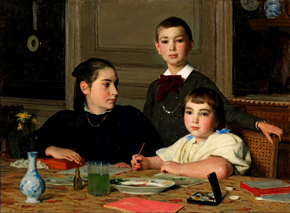 Albert Anker - Die Geschwister Zaeslin