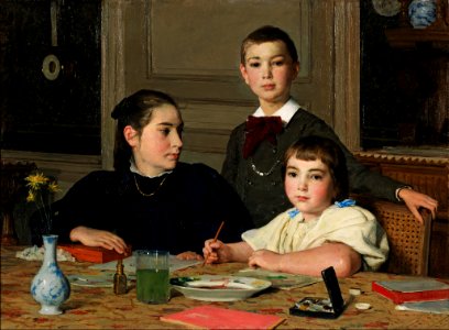 Albert Anker - Die Geschwister Zaeslin