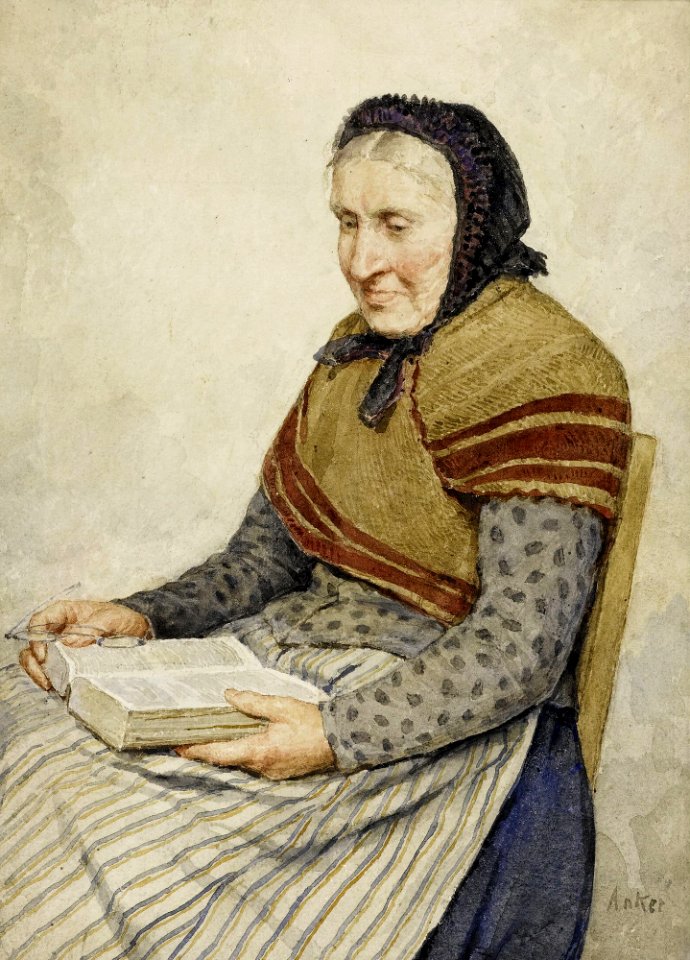 Albert Anker Grossmutter beim Bibel lesen