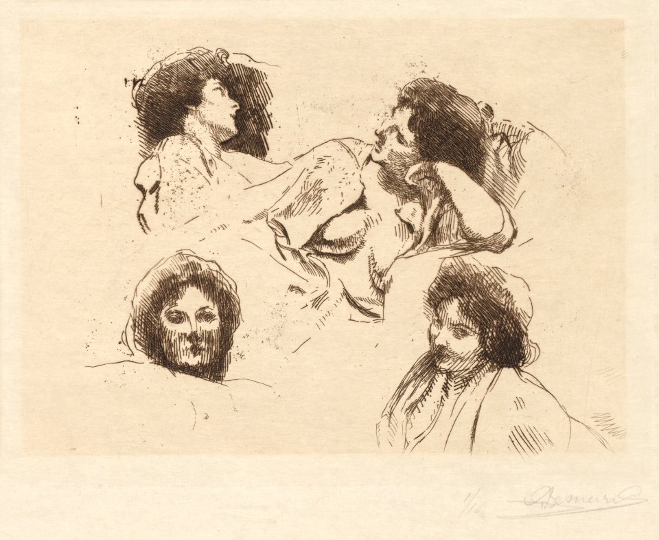 Albert Besnard (French, 1849-1934) - Four Heads of Women, Study for “The Happy Island” (Quatre têtes de Femmes, Étude pour “L’Ile Heureuse”) - 2016.104 - Cleveland Museum of Art