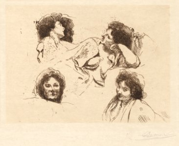 Albert Besnard (French, 1849-1934) - Four Heads of Women, Study for “The Happy Island” (Quatre têtes de Femmes, Étude pour “L’Ile Heureuse”) - 2016.104 - Cleveland Museum of Art