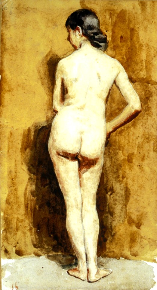 Albert Anker - Weiblicher Rückenakt