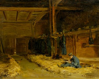 Albert Anker Soldat im Strohlager