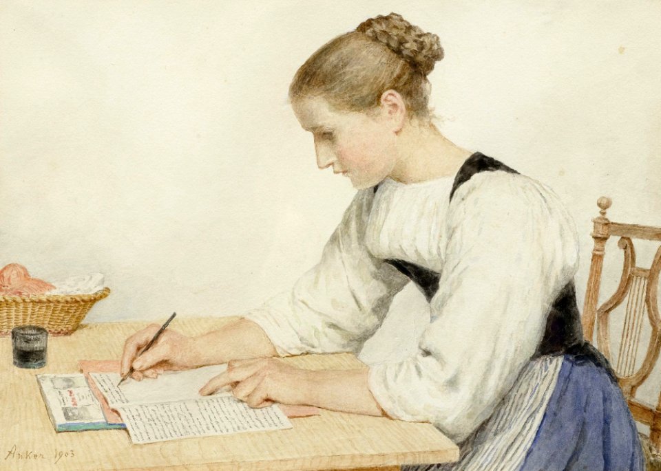 Albert Anker Junge Frau einen Brief schreibend 1903