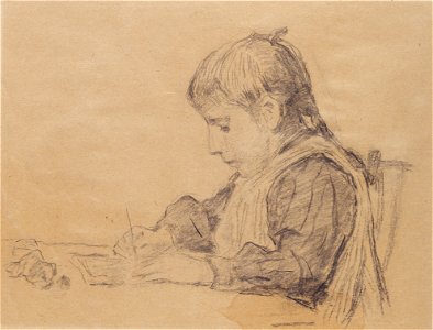 Albert Anker Schreibendes Mädchen