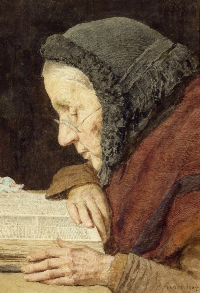Albert Anker Ältere Frau in der Bibel lesend 1904