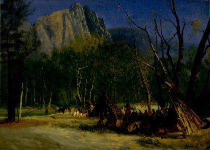 Albert Bierstadt - Indians in Council, California. Free illustration for personal and commercial use.