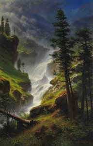 Albert Bierstadt - Rocky Mountain Waterfall (1898). Free illustration for personal and commercial use.