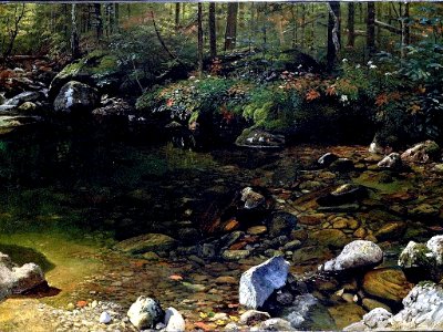 Albert Bierstadt - Shady Pool, White Mountains, New Hampshire. Free illustration for personal and commercial use.