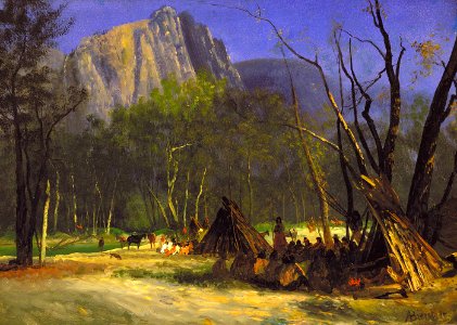 Bierstadt-Indians in Council. Free illustration for personal and commercial use.