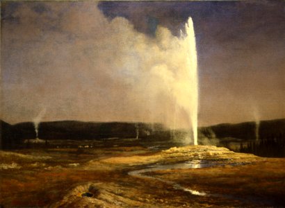 Albert Bierstadt - Geysers in Yellowstone (c.1881). Free illustration for personal and commercial use.