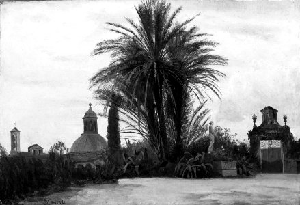 Albert Bierstadt - Palm Trees with a Domed Church - 47.1232 - Museum of Fine Arts