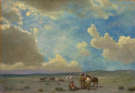 Albert Bierstadt - Indian Encampment. Free illustration for personal and commercial use.