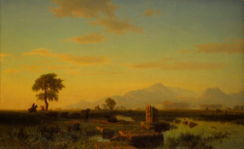 Albert Bierstadt - Ruins of Paestum. Free illustration for personal and commercial use.