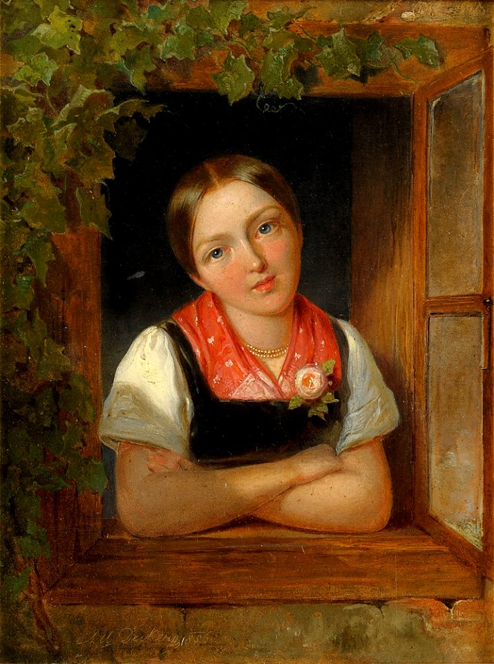 Albert Decker Mädchen am Fenster 1856