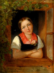 Albert Decker Mädchen am Fenster 1856