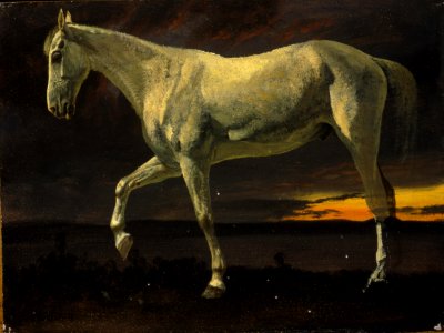 Albert Bierstadt - White Horse and Sunset. Free illustration for personal and commercial use.