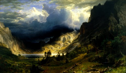 Albert Bierstadt - A Storm in the Rocky Mountains, Mt. Rosalie - Google Art Project. Free illustration for personal and commercial use.