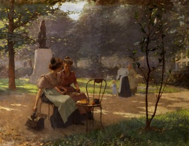 Albert Cresswell Zwei junge Mädchen im Park 1903