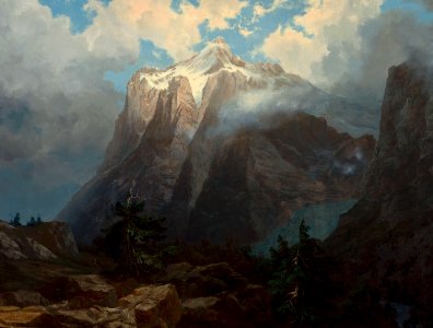 Albert Bierstadt - Mount Brewer from King's River Canyon, California. Free illustration for personal and commercial use.