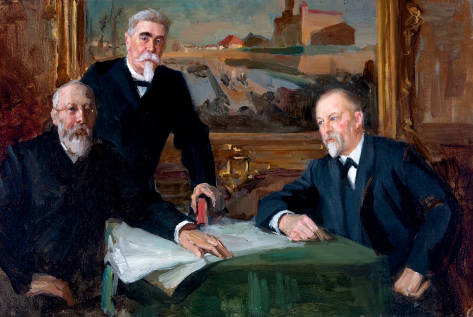 Albert Edelfelt - A Group Portrait of the Presidents of the City Council of Viipuri, sketch