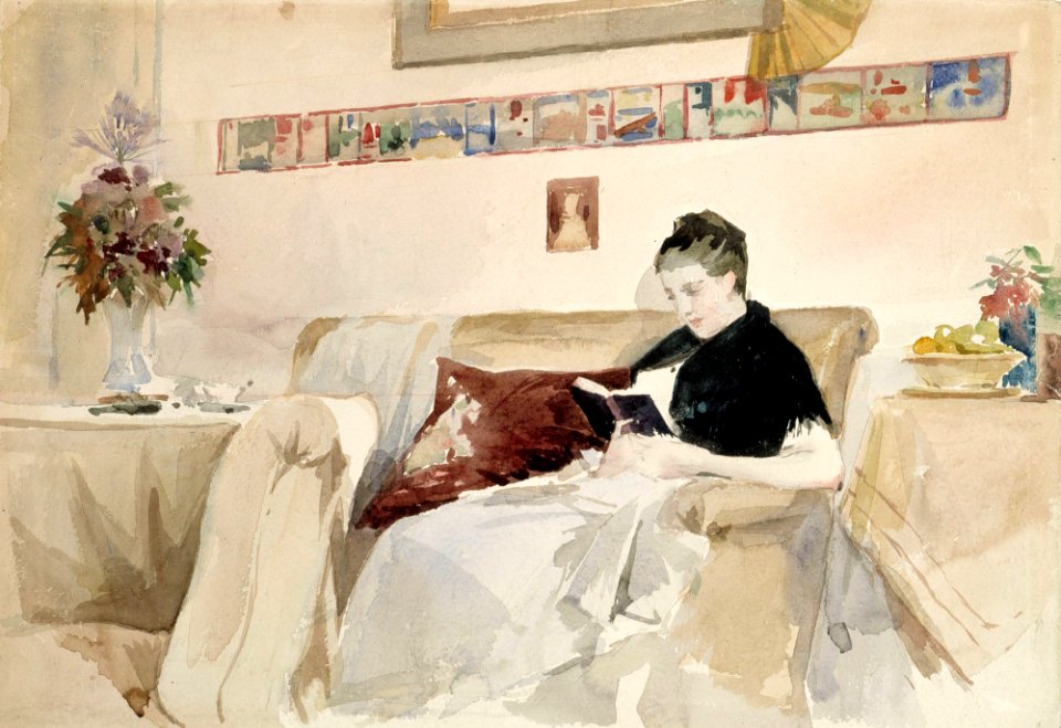 Albert Edelfelt - Artist’s Wife Reading on the Sofa - A III 2022-41 - Finnish National Gallery