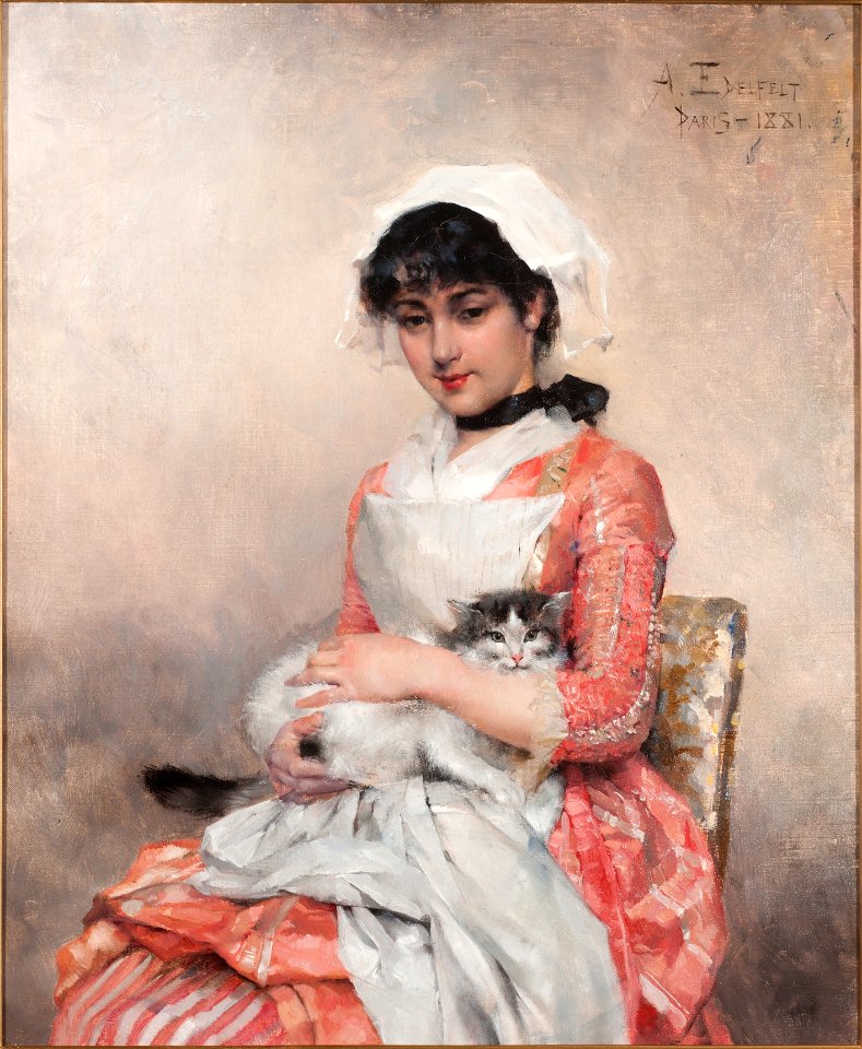 Albert Edelfelt - Girl with a Cat (1881)
