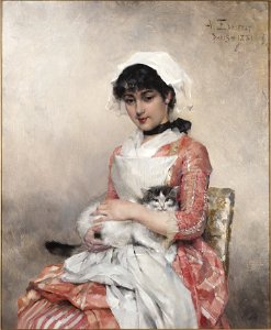 Albert Edelfelt - Girl with a Cat (1881)
