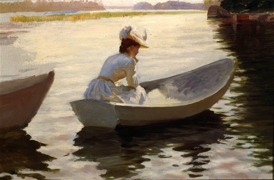 Albert Edelfelt - Nainen veneessä, harjoitelma teokseen Tyttöjä veneessä - A III 1964 - Finnish National Gallery