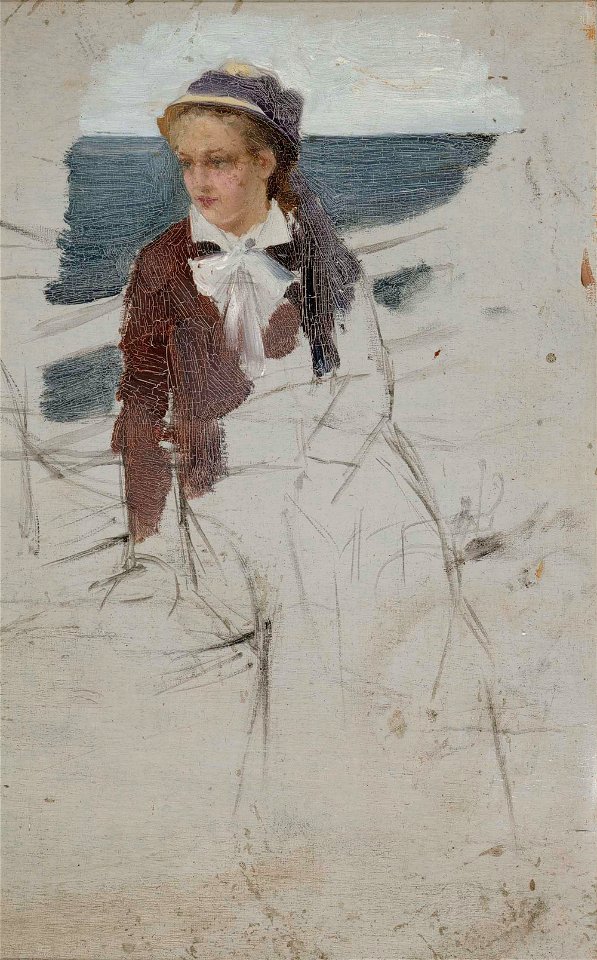 Albert Edelfelt - Laivan kaiteen ääressä istuva nainen, luonnos - A III 2004 - Finnish National Gallery
