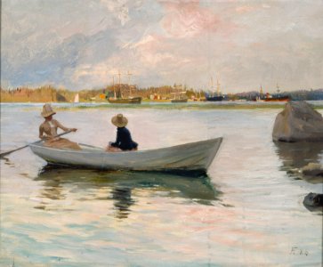 Albert Edelfelt - Girls in a Rowing Boat - A II 1537 - Finnish National Gallery. Free illustration for personal and commercial use.