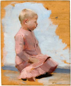 Albert Edelfelt - Punamekkoinen lapsi, harjoitelma teokseen Lauantai-ilta Hamarissa - A III 1999 - Finnish National Gallery