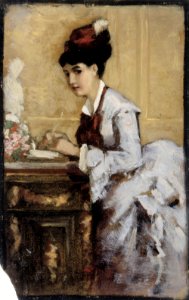Albert Edelfelt - Kirjoittava nainen, sommitteluharjoitelma I maalaukseen Rokokoonainen - A III 1989 - Finnish National Gallery