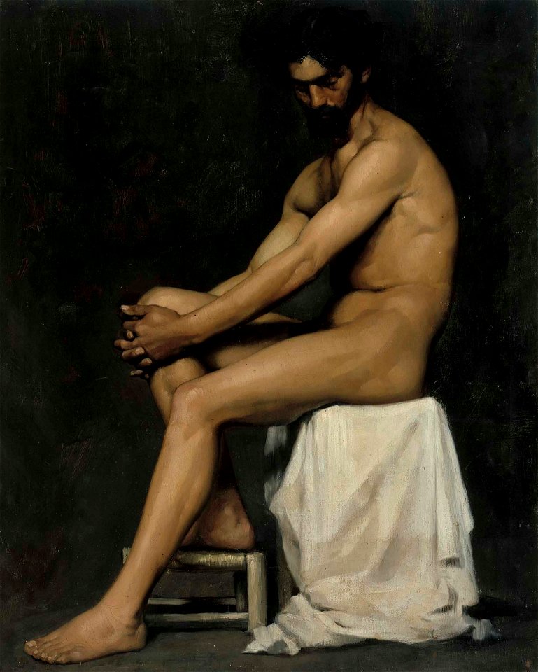 Albert Edelfelt - Istuva mies, akatemiaharjoitelma - A I 215 D - Finnish National Gallery