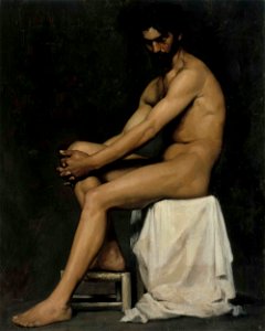 Albert Edelfelt - Istuva mies, akatemiaharjoitelma - A I 215 D - Finnish National Gallery